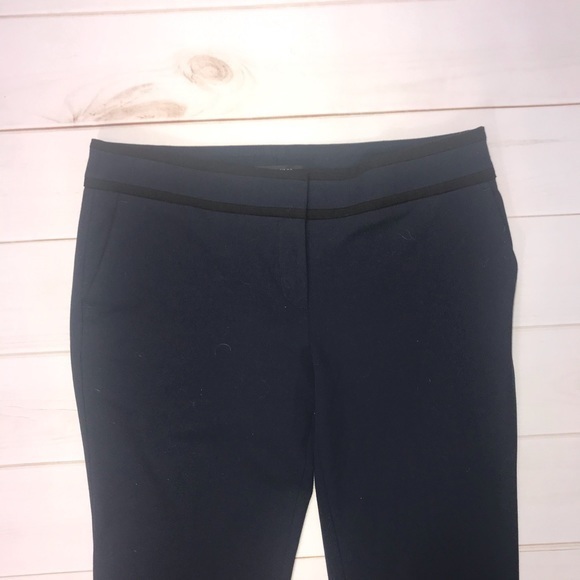 Ann Taylor 8P navy with black piping crop straight‎ leg classic career pants - Picture 4 of 9